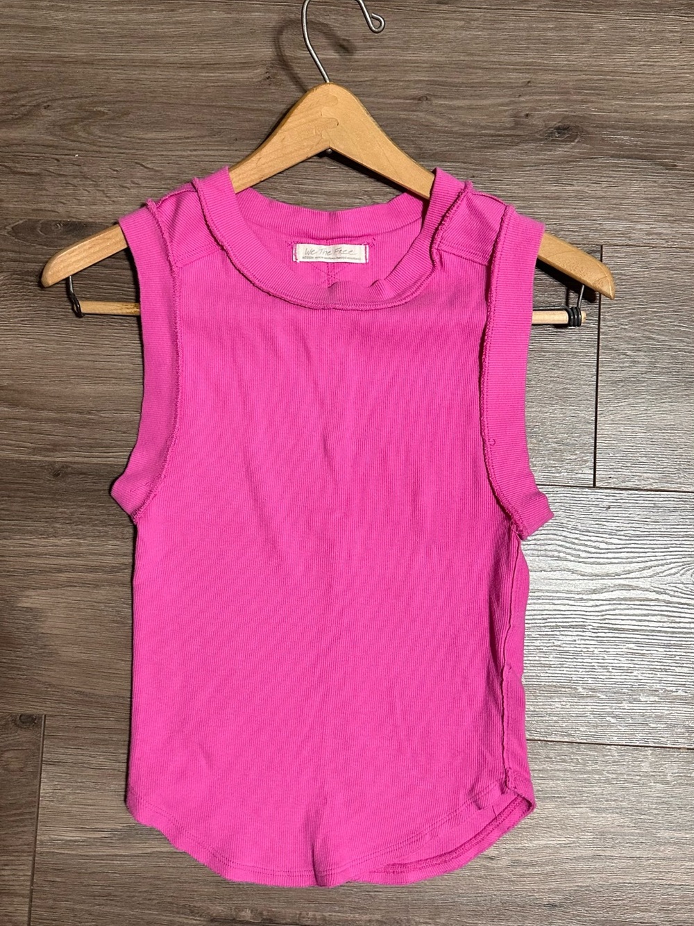We The Free Bright Pink Ribbed Tank Top